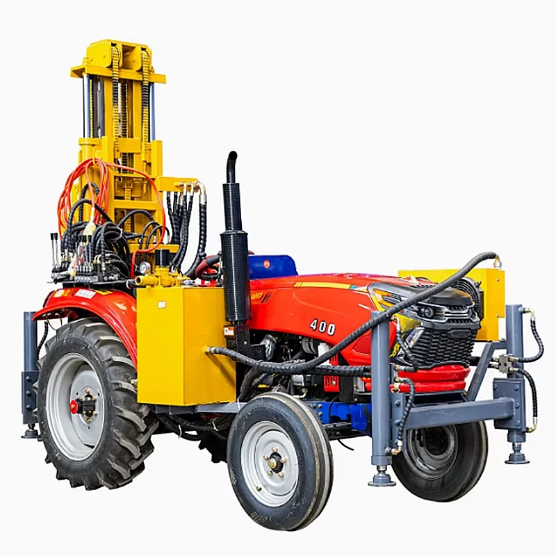 Plataforma de perforació pneumàtica de pous d'aigua muntada en tractor